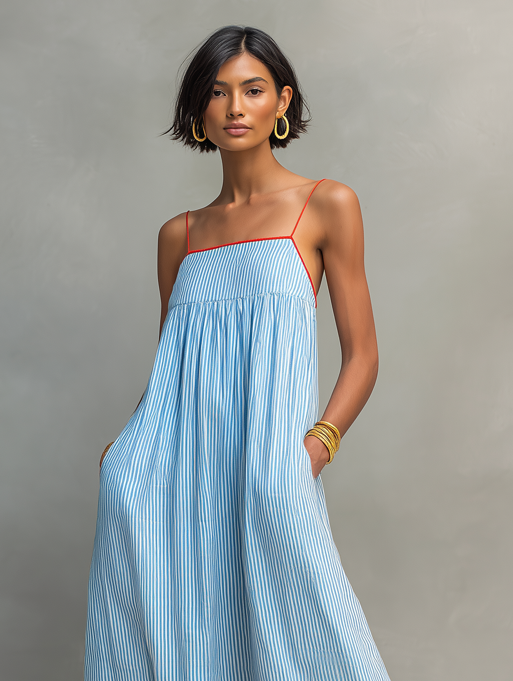 Conjunto Falda Maxi Estampada Azul