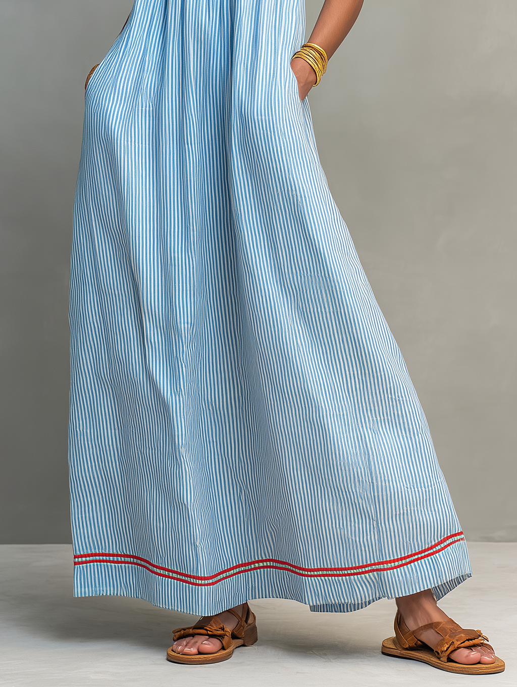 Conjunto Falda Maxi Estampada Azul