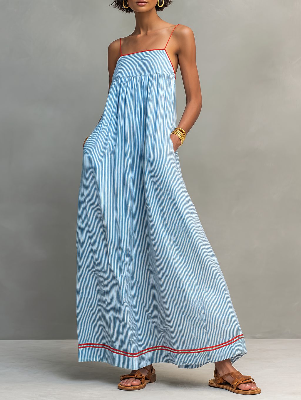 Conjunto Falda Maxi Estampada Azul — Azul