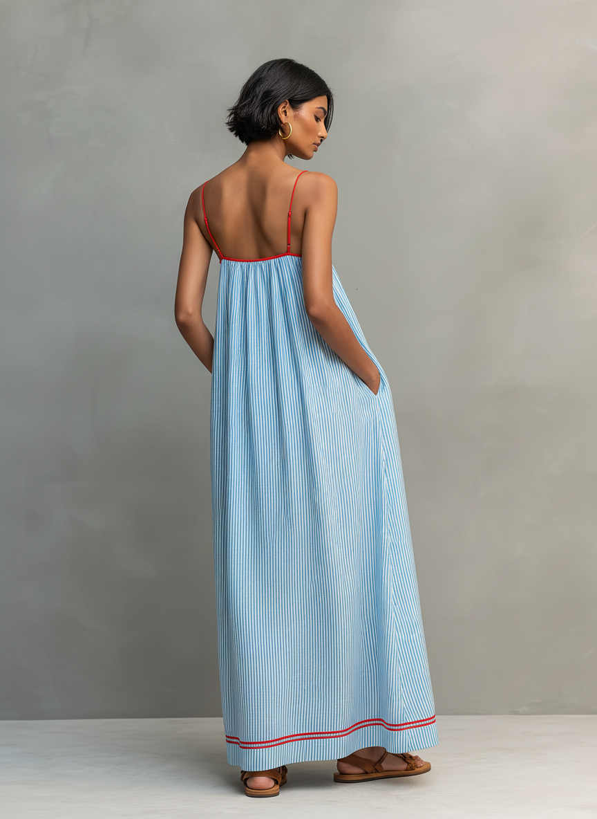 Conjunto Falda Maxi Estampada Azul